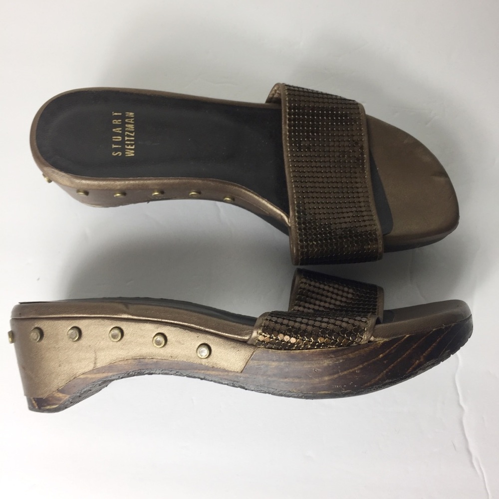 Stuart Weitzman Brown 7M  Sequins Studded Clogs